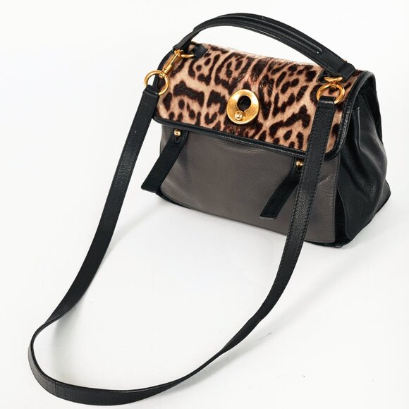 Yves Saint Laurent Small Muse Two Grey Leopard-Calf Hair 2-Way Top-Handle Bag - Picture 6 of 13